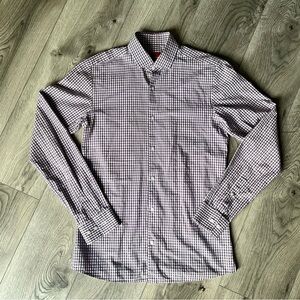 Hugo Boss Men's Slim fit Checkered button up shirt XL‎ purple and White